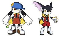 Klonoa's character redesign (left) and Klonoa's proposed North American redesign (right)