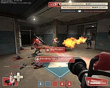 A group of RED players attacking BLU spawn on "Well". Team Fortress 2 Screenshot.jpg