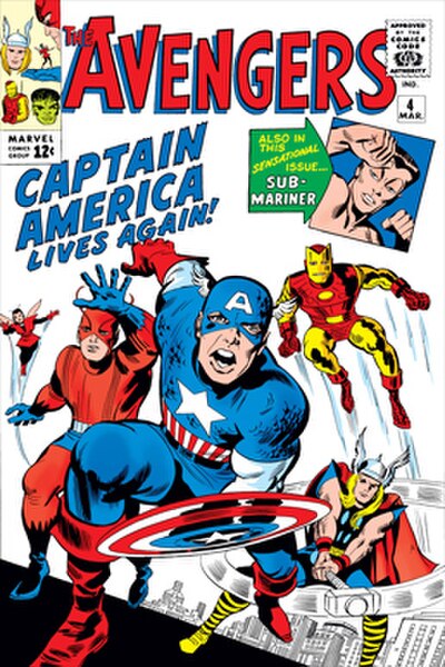 Cover of The Avengers #4 (March 1964). Art by Jack Kirby and George Roussos.