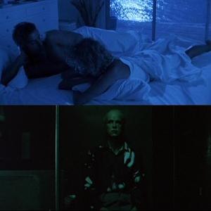 The use of heavily tinted scenes was a deliberate technique to evoke different moods in the audience. Top: Will and Molly Graham are lit with Spinotti