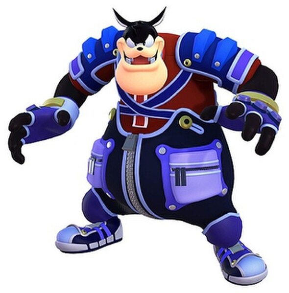 Pete, as he appears in the Kingdom Hearts series. His outfit is designed by series creator, Tetsuya Nomura.