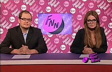 Alan Carr and Mischa Barton during the Friday Night News segment of the show. Carr barton01.JPG