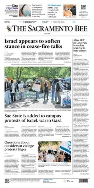 Front page of The Sacramento Bee, April 29, 2024