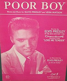 Poor Boy sheet music 1956 Elvis Presley.jpg