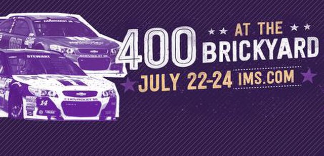 An advertisement for the 2016 Brickyard 400.