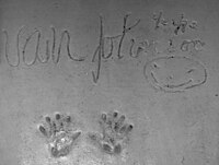 Van Johnson's hand prints in front of The Great Movie Ride at Walt Disney World's Disney's Hollywood Studios theme park