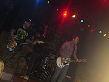 Klein, Pundik and Gilbert perform during the 2009 Not Without a Fight Tour at the Wolverhampton Civic Hall NFG Wolvo 2009.jpg