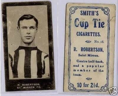 Cigarette card published in 1909 depicting Robert Robertson