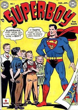 Superboy #1 (March–April 1949). Cover art by Boring.