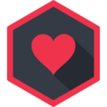 The WebTorrent logo is a red heart over a dark grey background with a red border hexagon.