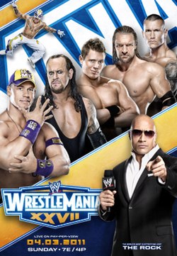 Promotional poster featuring Rey Mysterio, John Cena, The Undertaker, The Miz, Triple H, Randy Orton and host The Rock