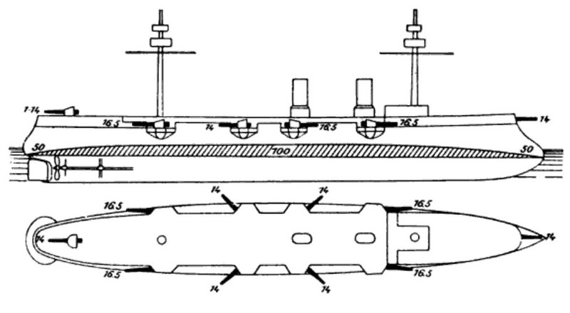 File:French cruiser Jean Bart plan and profile.jpg