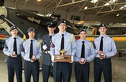 Cadets with the Air Squadron Trophy, Sir John Thomson Memorial Sword, and Geoffrey de Havilland Flying Foundation Medals Air Squadron Day Winners.jpg