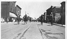 4th of July parade in front of Gately's store circa 1918 Gatelys 1918.jpg