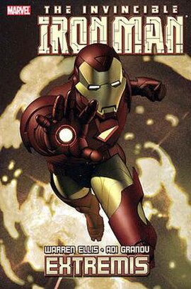 Cover of Iron Man: Extremis vol. 1, hardcover collected edition, art by Adi Granov