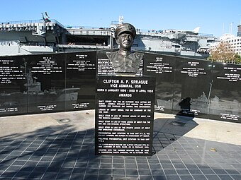 Memorial to Sprague next to the USS Midway in San Diego.