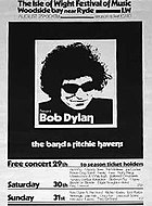 Festival poster, showing an image of Dylan circa 1966 1969 Isle of Wight Festival poster.jpg