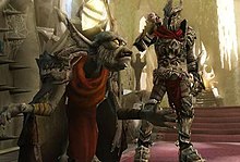 Overlord: Dark Legend screenshot, showing Gnarl and the new Overlord. Overlord Dark Legend.jpg