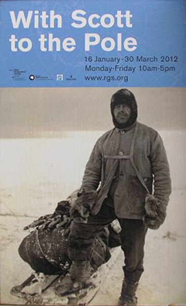 2012 Poster for exhibition in the glass Pavilion on centenary of Scott's final expedition to the South Pole