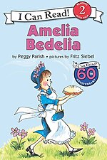 The first book, [[Amelia Bedelia (book)|Amelia Bedelia]], featuring the most common depiction of Amelia (2023 reprinting).