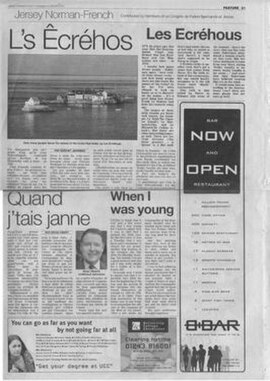 Local newspaper Jersey Evening Post hosts a Jersey Norman-French feature, with Jèrriais texts accompanied by their translation into English.