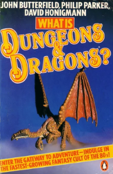 Cover of Penguin 1st edition, 1982 Cover of What is Dungeons and Dragons 1982.png