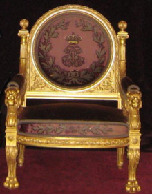 Throne used by the sovereign of Monaco Monegasque throne.PNG