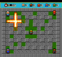 Top: Story mode gameplay.Bottom: Multiplayer battle mode.(TurboGrafx-16 version shown)