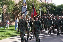 Although Texas A&M University has transformed into a state university, it still maintains a corps of cadets along with a civilian student body. Fishreviewfall06.jpg