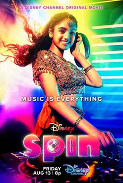 Affiche Spin représentant Rhea Kumar avec un DJ set et les mots "MUSIC IS EVERYTHING"