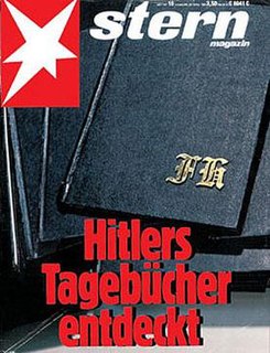 Hitler Diaries Series of sixty volumes of journals purportedly by Adolf Hitler, but forged by Konrad Kujau