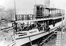 Aquilo under construction in the Houghton shipyard, 1909 Aquilo steamboat under construction ca 1909.jpg