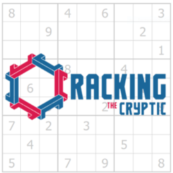 The words "Cracking the Cryptic" in front of an unfinished Sudoku puzzle