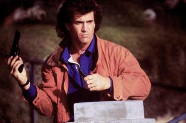 Mel Gibson as Martin Riggs in Lethal Weapon.