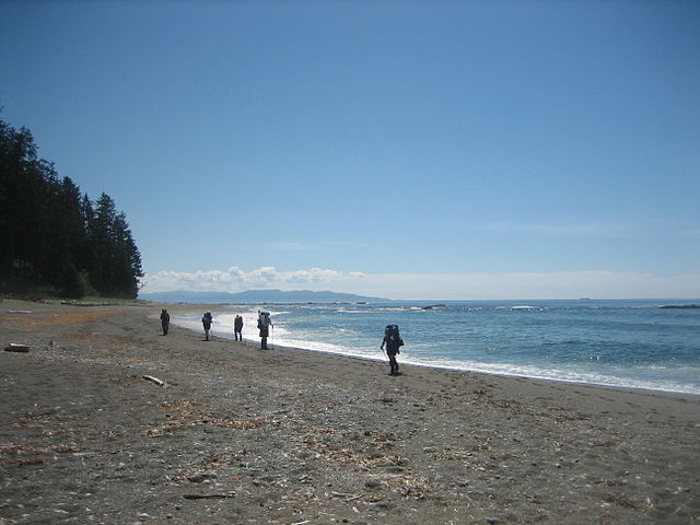 Hikers on the West Coast Trail, Vancouver Island, British Columbia, Canada
