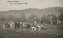 Separated by only nine miles, this 1908 postcard shows Cove High School and Union High School playing football. CoveUnionFootball.jpg