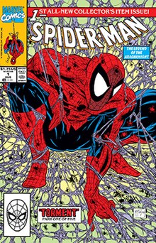 Spider-Man #1, later renamed "Peter Parker: Spider-Man" (August 1990). Cover art by Todd McFarlane. Spiderman1cover.jpg