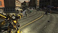 Bumblebee battles Decepticon drones. Transformersthegame bumblebee.jpg