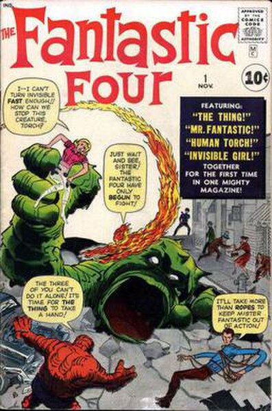 The Fantastic Four #1 (Nov. 1961). Cover art by Jack Kirby (penciler) and an unknown inker.