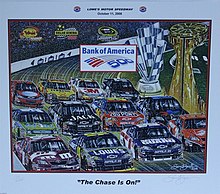 2008 Bank of America 500 program cover, featuring all 12 Chase drivers. Artwork by NASCAR artist Sam Bass. The painting is called "The Chase Is On!"