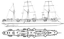 An early version of the Alger design depicting the sailing rig originally planned Alger-class cruiser drawing.jpg
