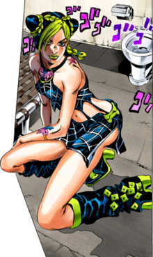 Jolyne's early pose in manga, game and anime : r/StardustCrusaders