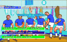 The team talk screen on the Atari ST. The player can choose one of the three possible responses Football-Manager-WC-Atari.gif