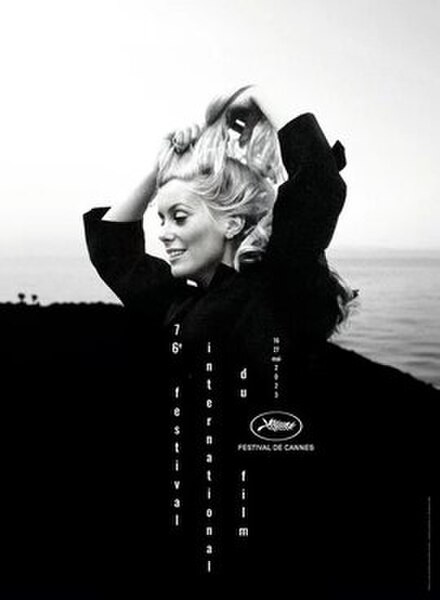 Official poster of the 76th Cannes Film Festival featuring actress Catherine Deneuve during a shooting of La Chamade (1968)