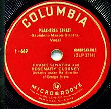 1950 Columbia Records release as a 33 single, 1-669. Peachtree Street Frank Sinatra 33 Columbia.jpg