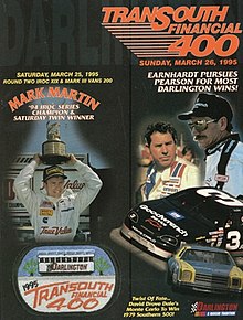 The 1995 TranSouth Financial 400 program cover, featuring Dale Earnhardt and Mark Martin.