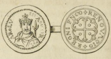 A golden bull of Charles the Bald bearing the renovatio regni Francorum motto Golden bull of Charles the Bald.png