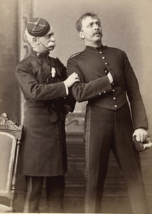 Hare aged 35 in one of his many elderly parts, with W. H. Kendal in The Queen's Shilling at the St James's Theatre, 1879