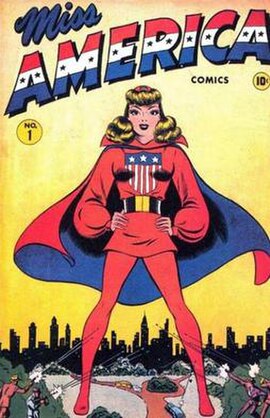 Artwork from Miss America Comics #1 (1944). Art by either Ken Bald or Pauline Loth (sources vary).