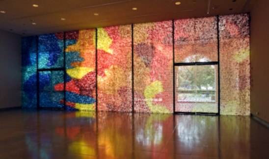 Lisa Hoke, Light My Fire, site-specific installation, paper and glue, 40' x 20', 2006, Rice University Moody Arts Center, Houston, TX. Lisa Hoke Light My Fire 2006.tif